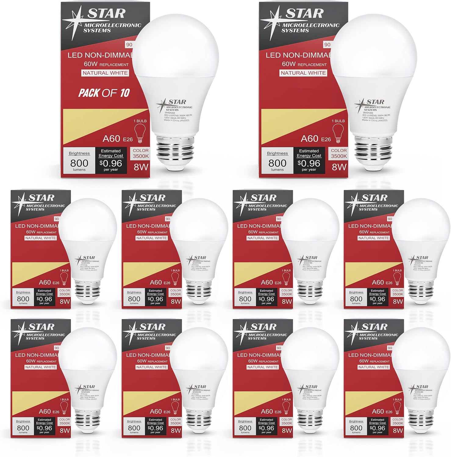 Star Microelectronic Systems A19, 3500K, 90 CRI, 10-Pack