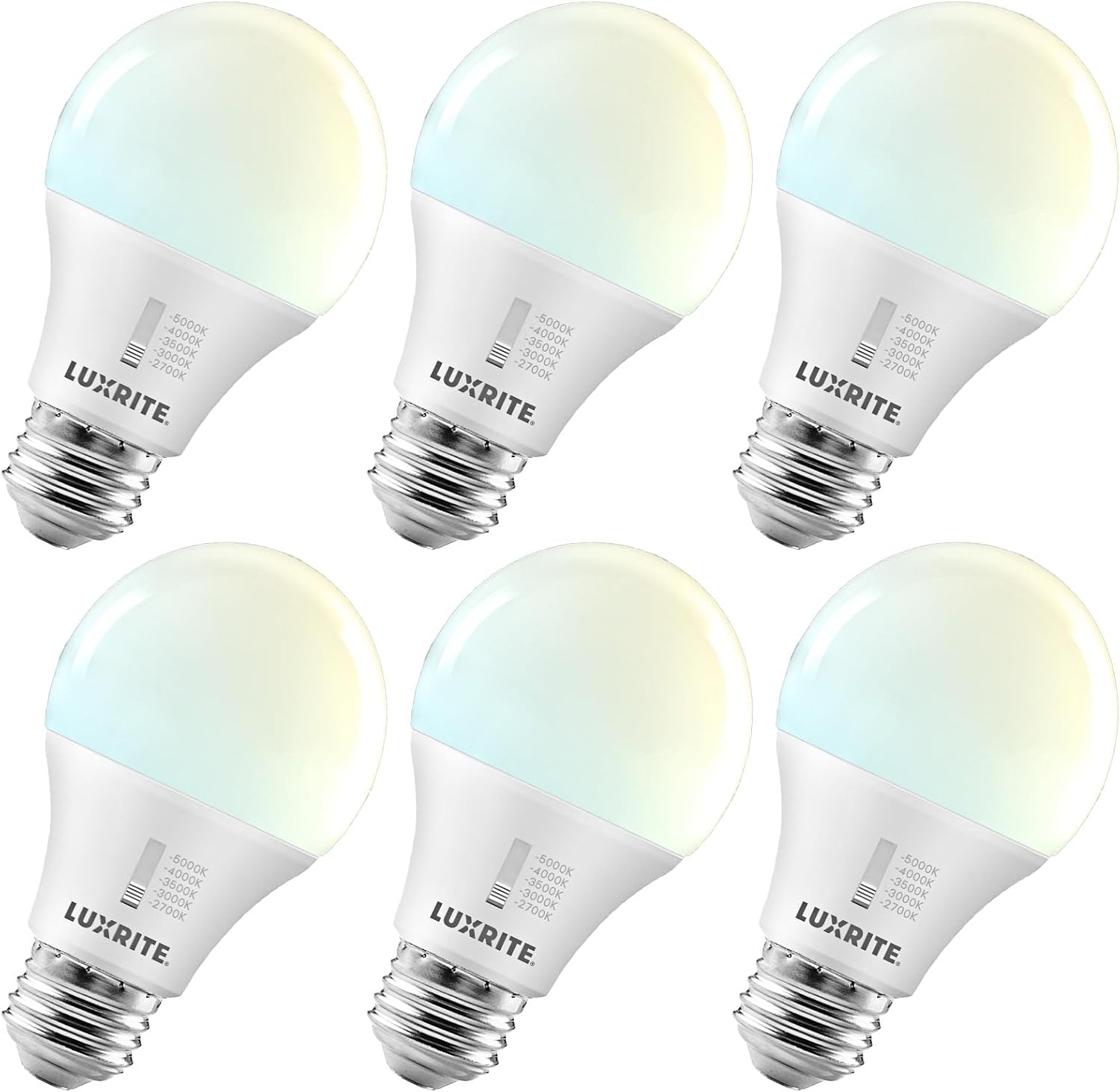 LUXRITE A19 5-CCT Selectable, CRI 90, Dimmable