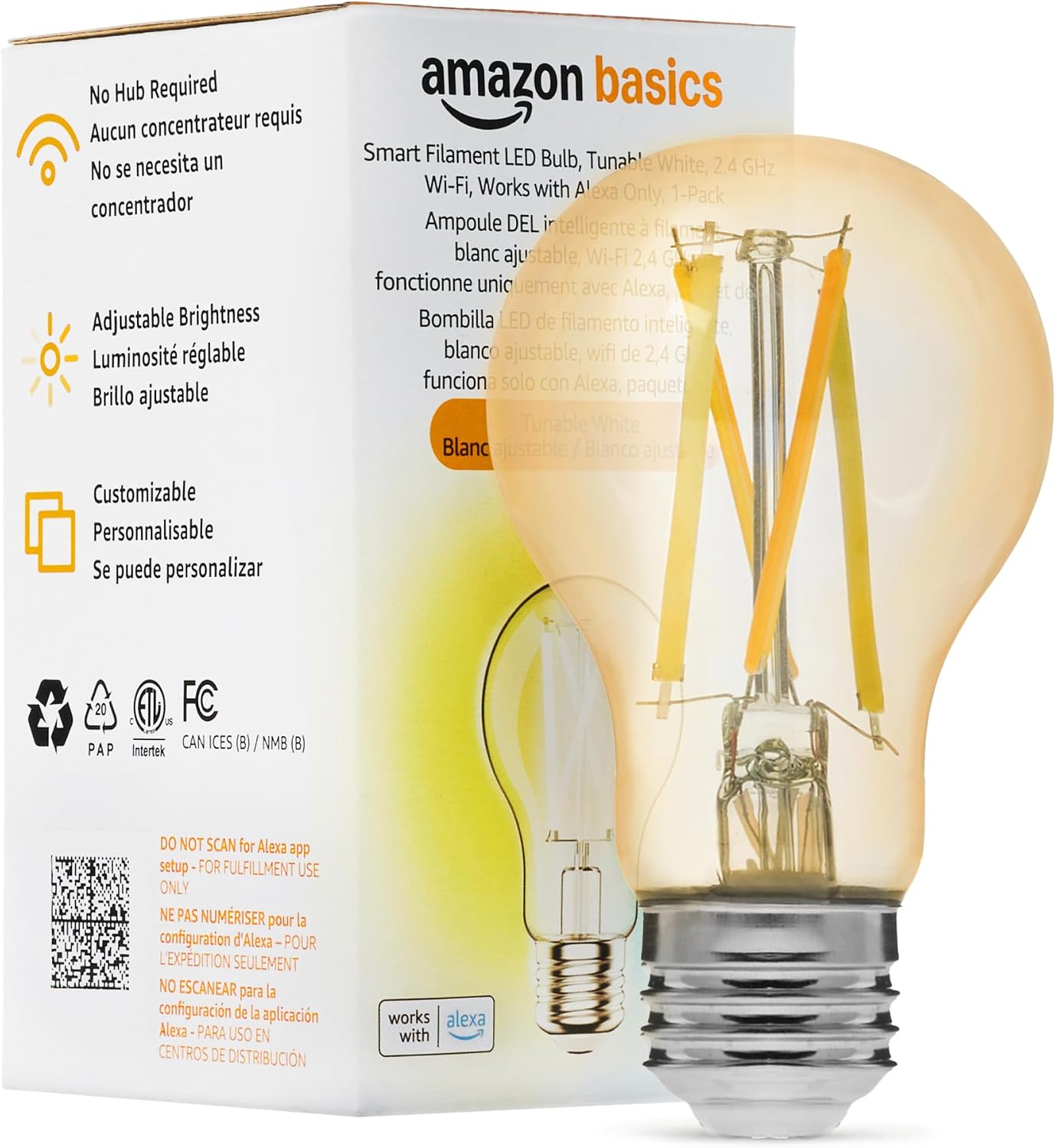 Amazon Basics Smart Filament A19 Tunable White